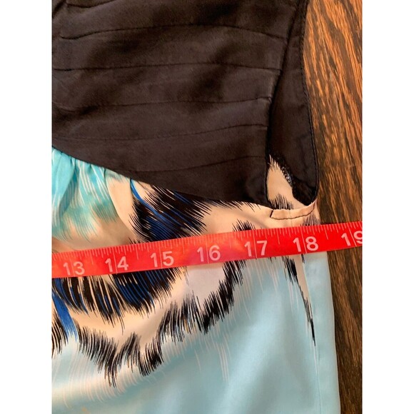 Kensie Womens Dress Silk Blue Black Abstract Print Sleeveless Mini Sheath Small - Picture 6 of 7